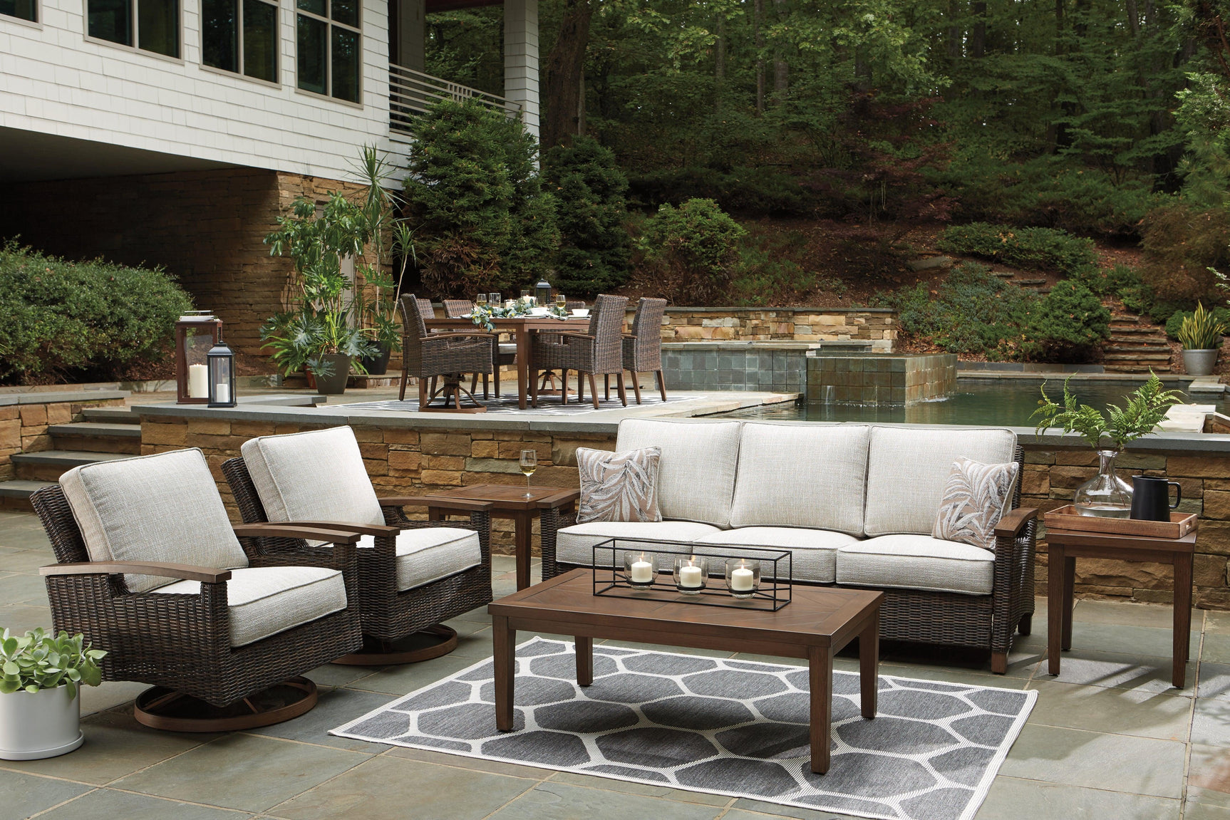 Paradise Trail Medium Brown Outdoor Sofa seat and back cushions