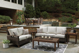 Paradise Trail Medium Brown Outdoor Sofa on deck setting