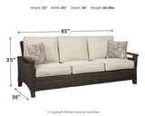 Paradise Trail Medium Brown Outdoor Sofa dimensions diagram