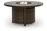 Burner with glass beads illuminated in the fire pit table