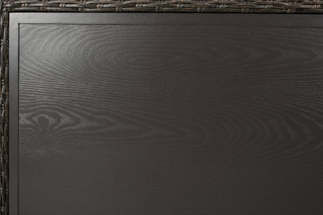 Top view of Grasson Brown Lane outdoor coffee table surface and frame detail