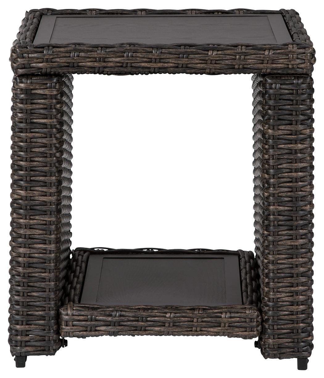 Grasson Lane Brown Outdoor End Table side angle
