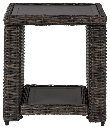 Grasson Lane Brown Outdoor End Table side angle