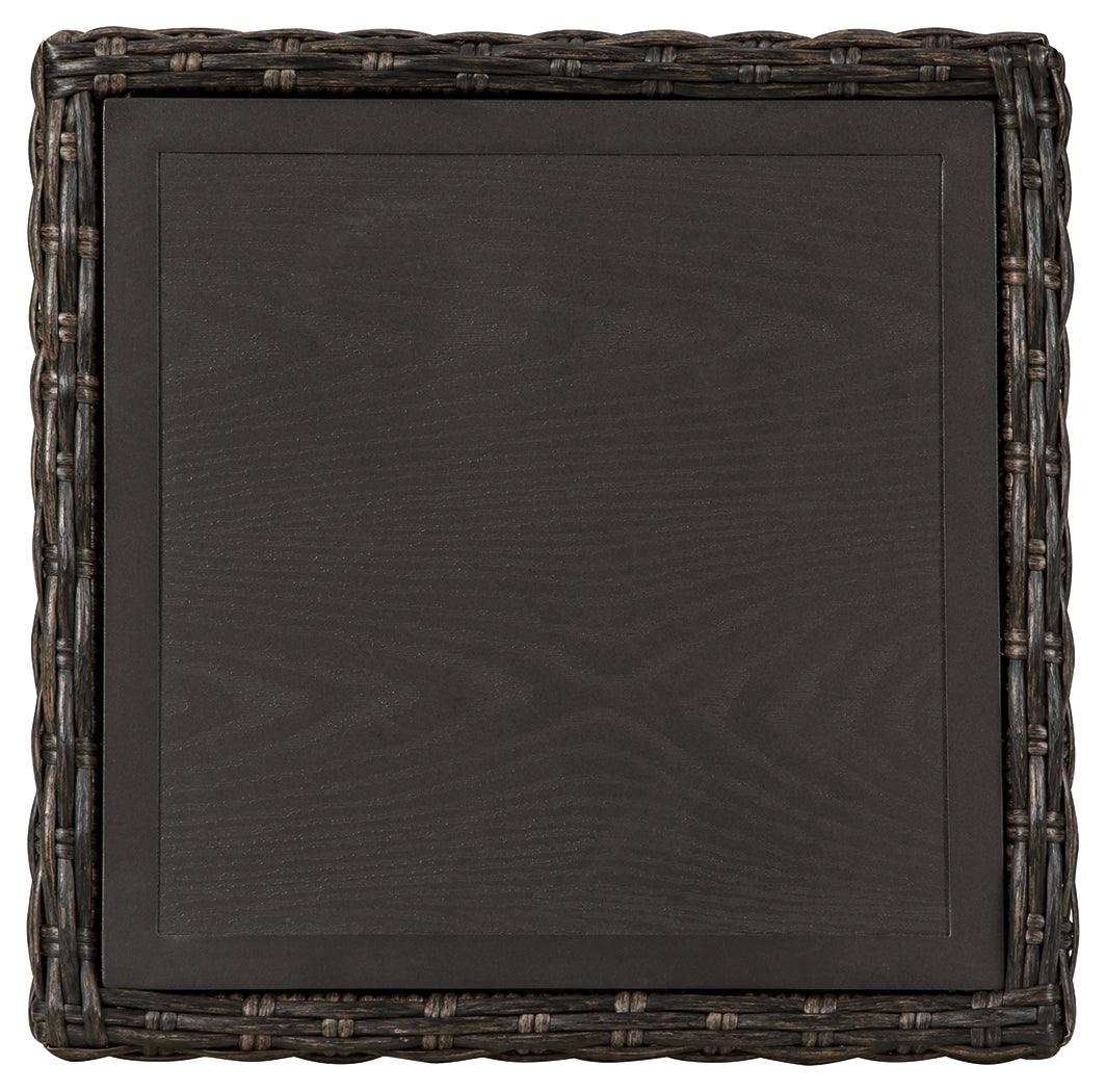 Grasson Lane Brown Outdoor End Table angled side view
