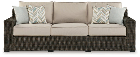 Coastline Bay brown outdoor sofa side view