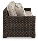 Coastline Bay brown outdoor sofa back view