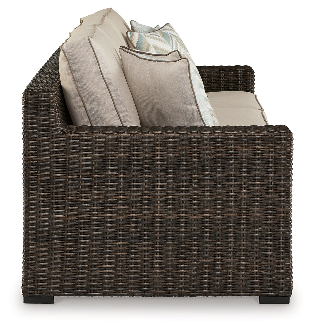Coastline Bay brown outdoor sofa back view