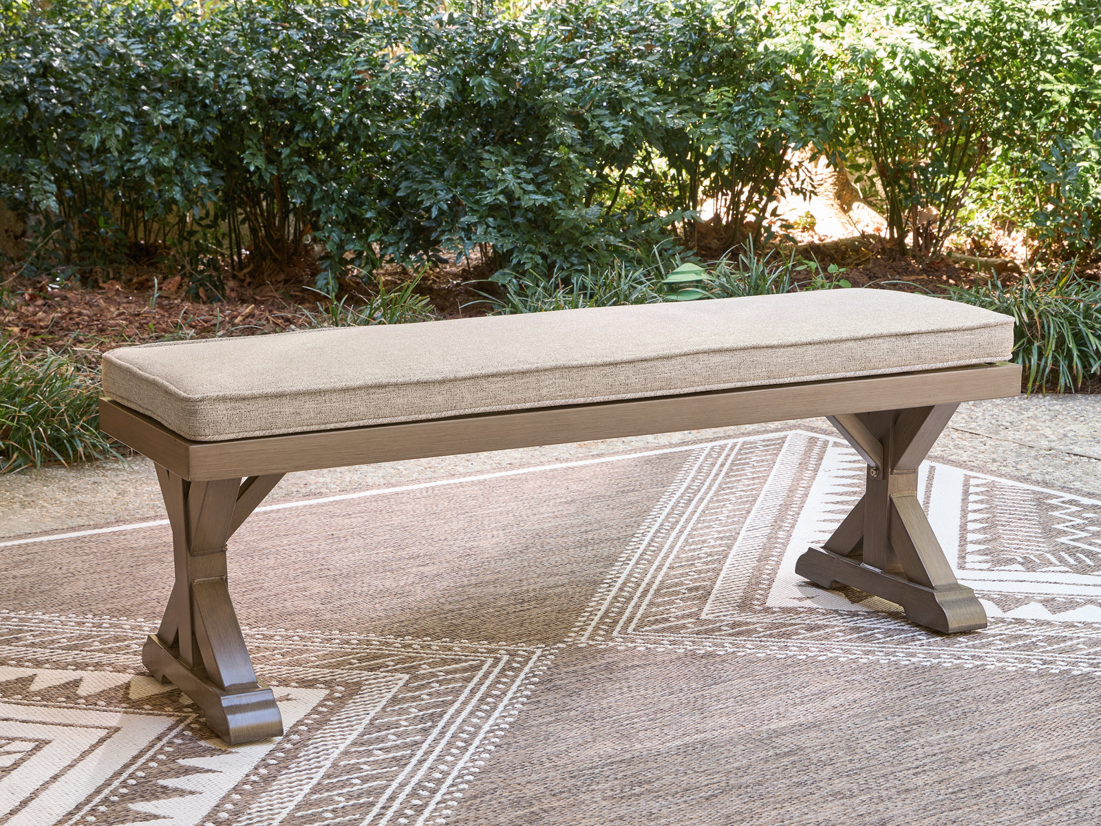 Laguna Heights Beige Bench with Cushion