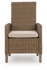 Laguna Beige Heights table corner and wicker weave detail