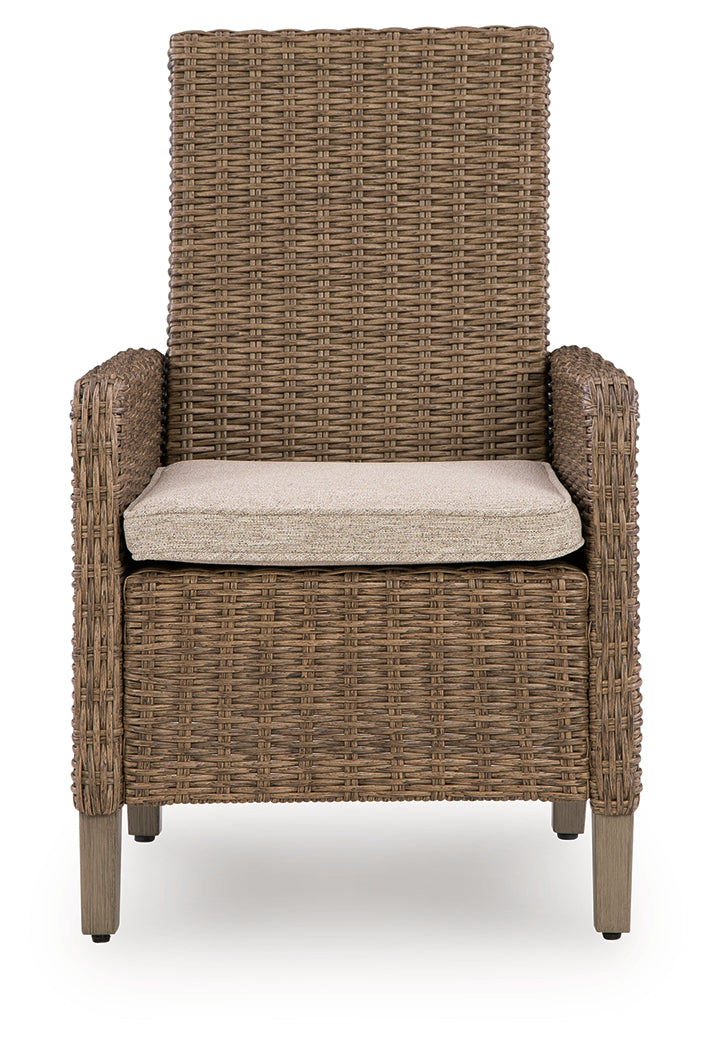 Laguna Beige Heights table corner and wicker weave detail