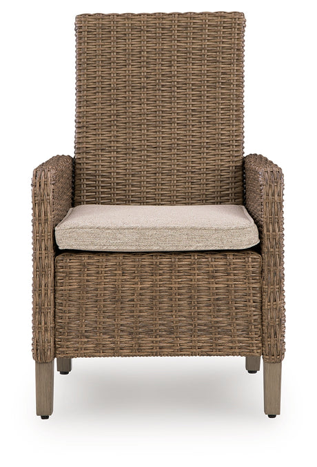 Laguna Beige Heights table corner and wicker weave detail