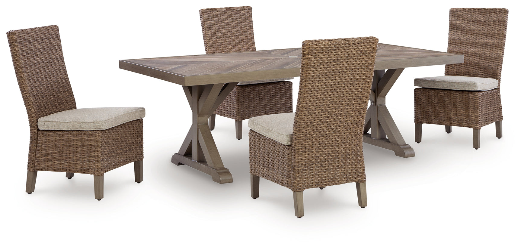 Laguna Beige Heights resin wicker chair close up