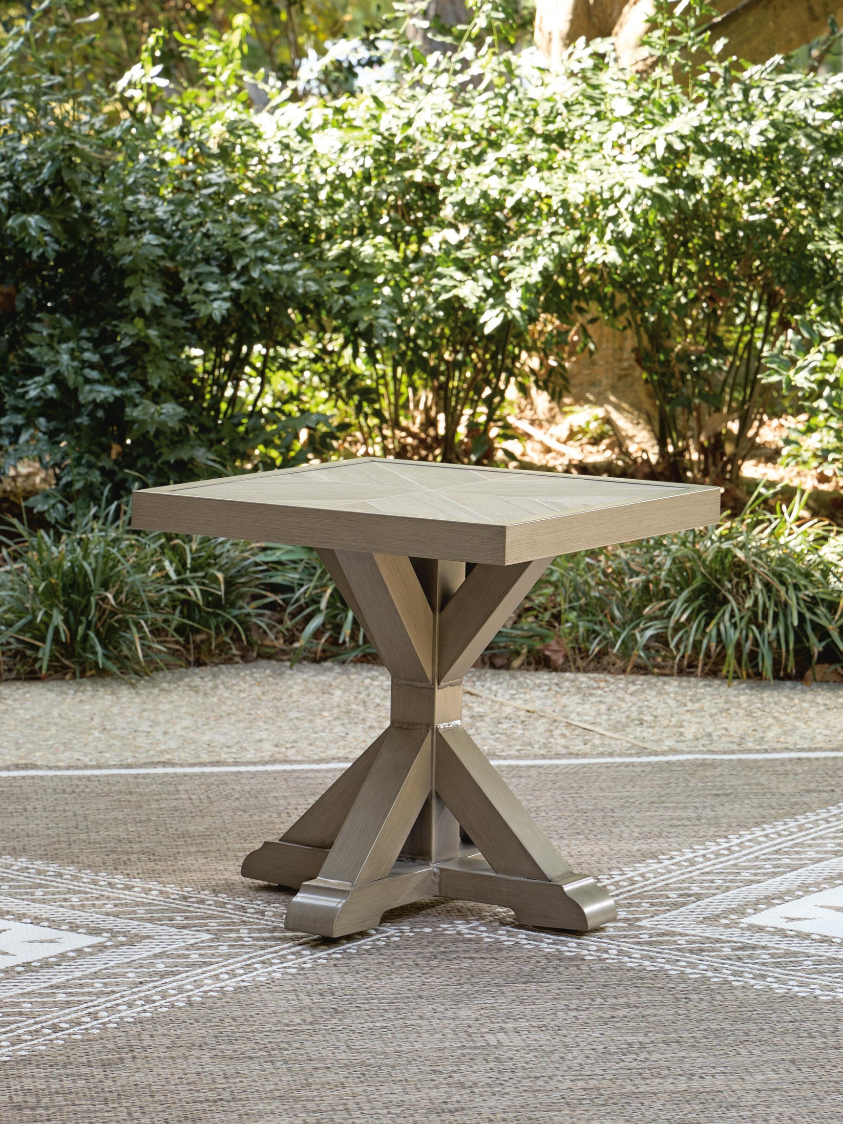 Laguna Heights Outdoor End Table top detail showing porcelain surface