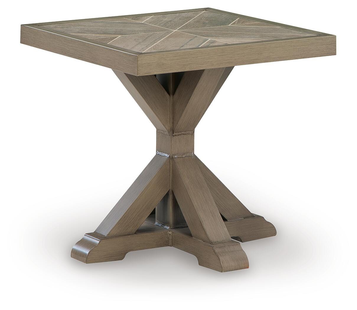 Laguna Heights Beige Outdoor End Table angled view