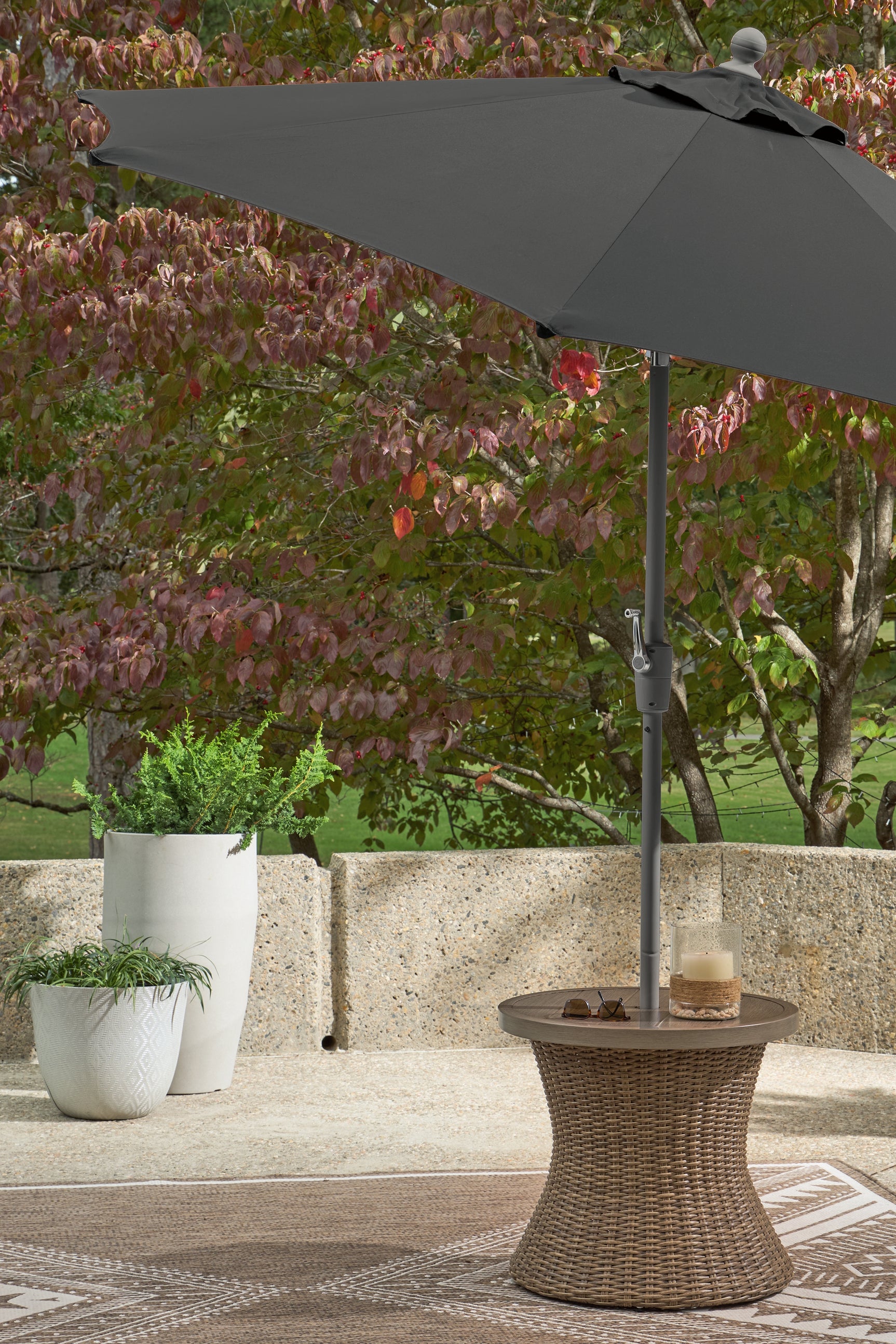 Laguna Heights Beige Outdoor End Table front angle view