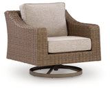 Laguna Heights swivel lounge chair side view showing resin wicker