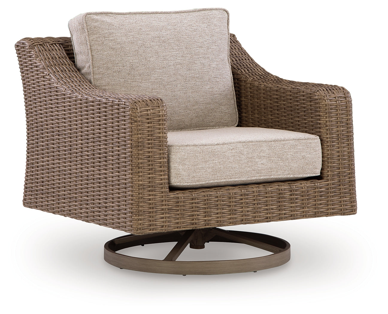 Laguna Heights swivel lounge chair side view showing resin wicker