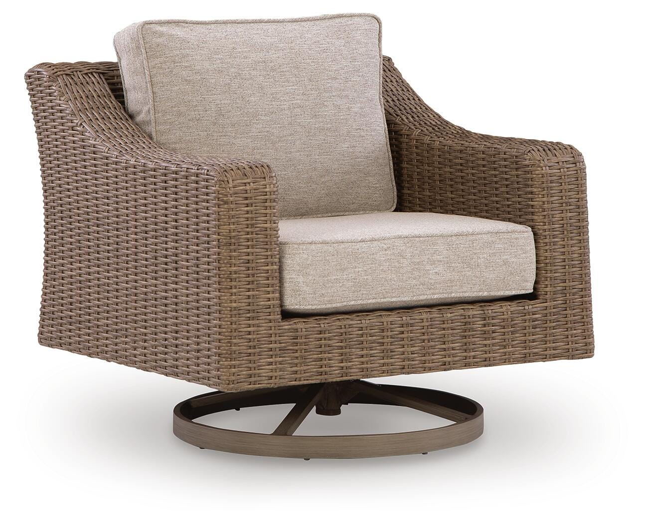 Top view of Laguna beige resin wicker coffee table