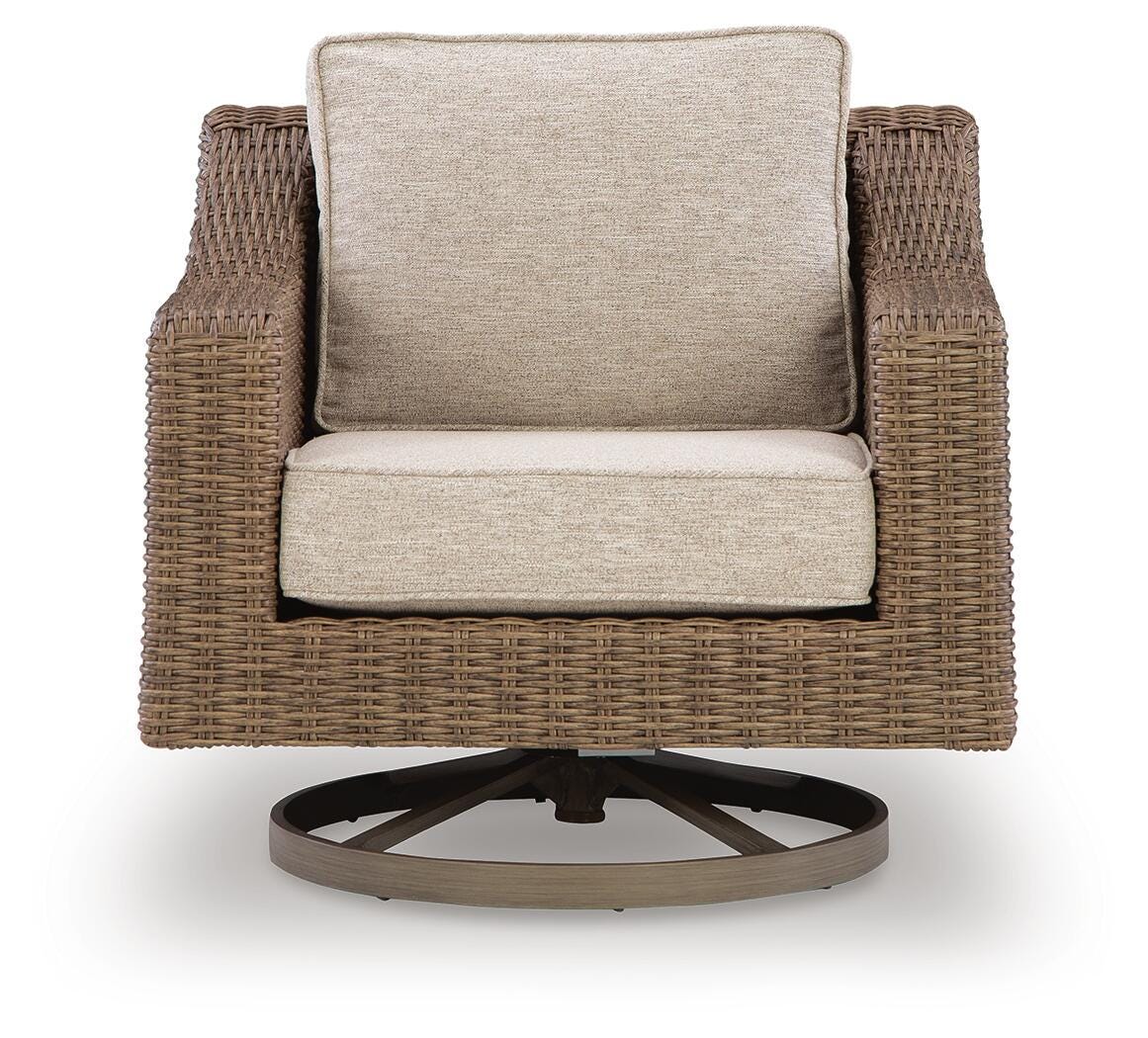 Laguna beige resin wicker coffee table angled view