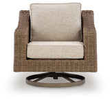 Laguna Beige Heights Outdoor Swivel Lounge Chair side angle