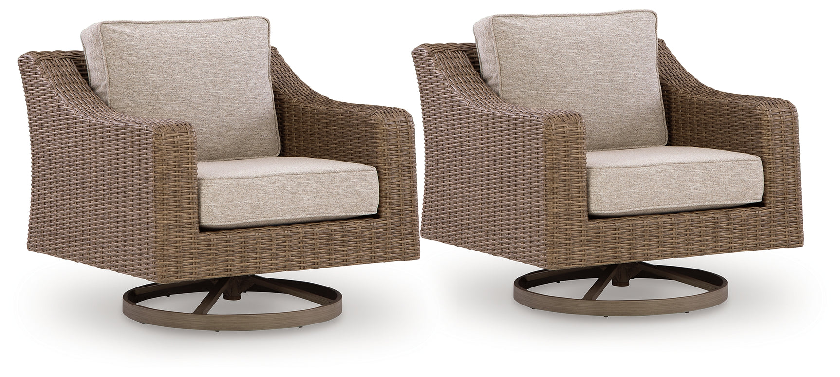 Laguna Beige Heights Outdoor Swivel Lounge Chair head-on view