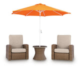 Wide angle of Laguna Beige Heights 2 recliners and table