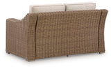 Laguna Heights Outdoor Loveseat rear view showing frame and wicker