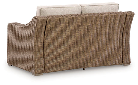 Laguna Heights Outdoor Loveseat rear view showing frame and wicker