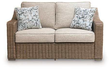 Laguna Heights Outdoor Loveseat head-on view with cushions