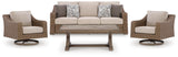 Laguna outdoor chair front view in beige resin wicker