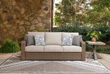Detail of resin wicker texture in beige color