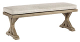 Beachcroft beige outdoor dining bench front view