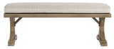 Beachcroft beige outdoor dining bench side angle