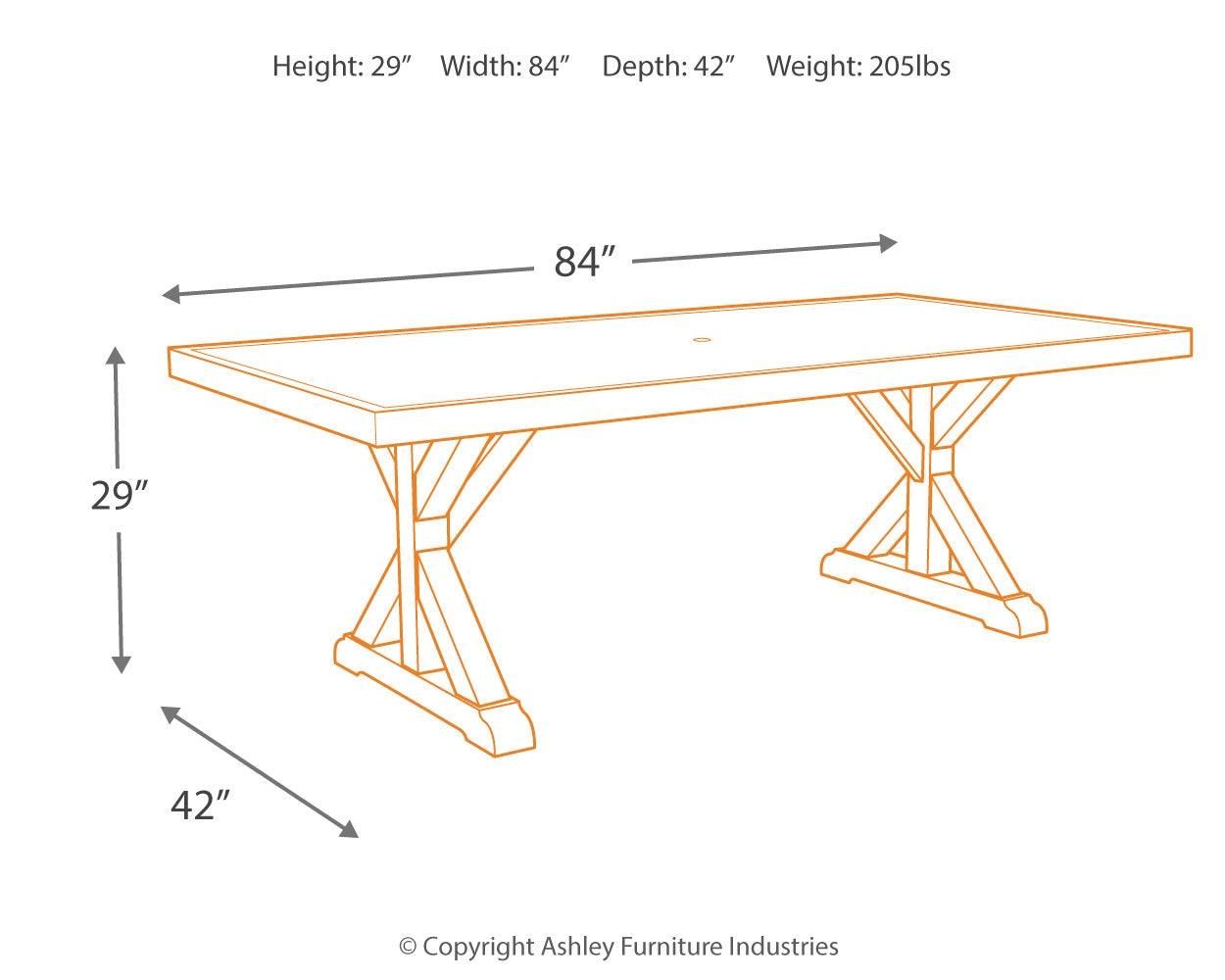 Dimension diagram of Beachcroft Dining Table