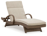 Beachcroft beige outdoor chaise lounge head-on view