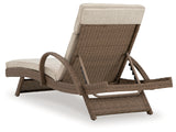 Beachcroft chaise lounge back view showing wicker weave