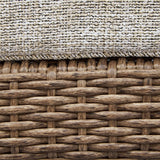 Close-up of beige resin wicker finish detail