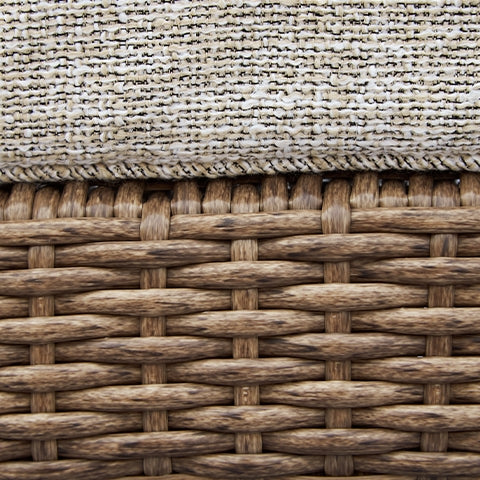 Close-up of beige resin wicker finish detail
