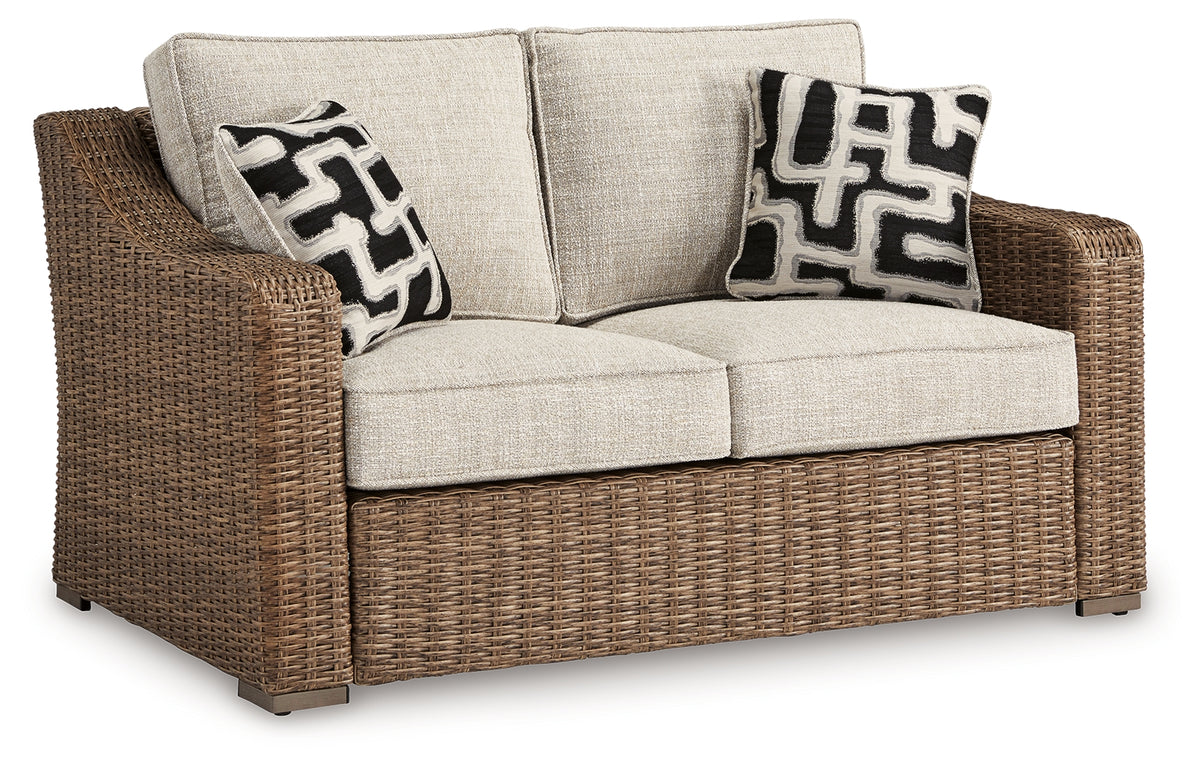Beachcroft Beige Outdoor Loveseat side view
