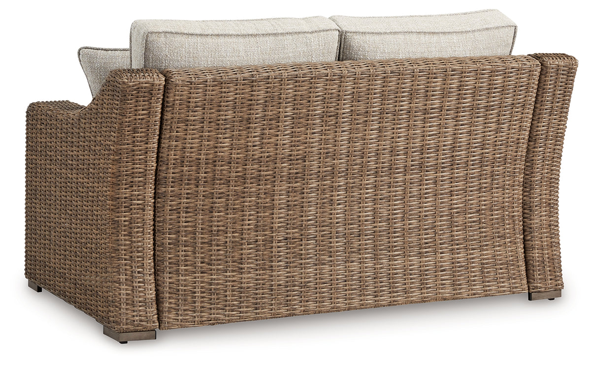 Beachcroft Beige Outdoor Loveseat back view