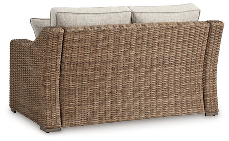 Beachcroft Beige Outdoor Loveseat back view