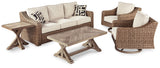 Close-up of beige outdoor sofa cushion