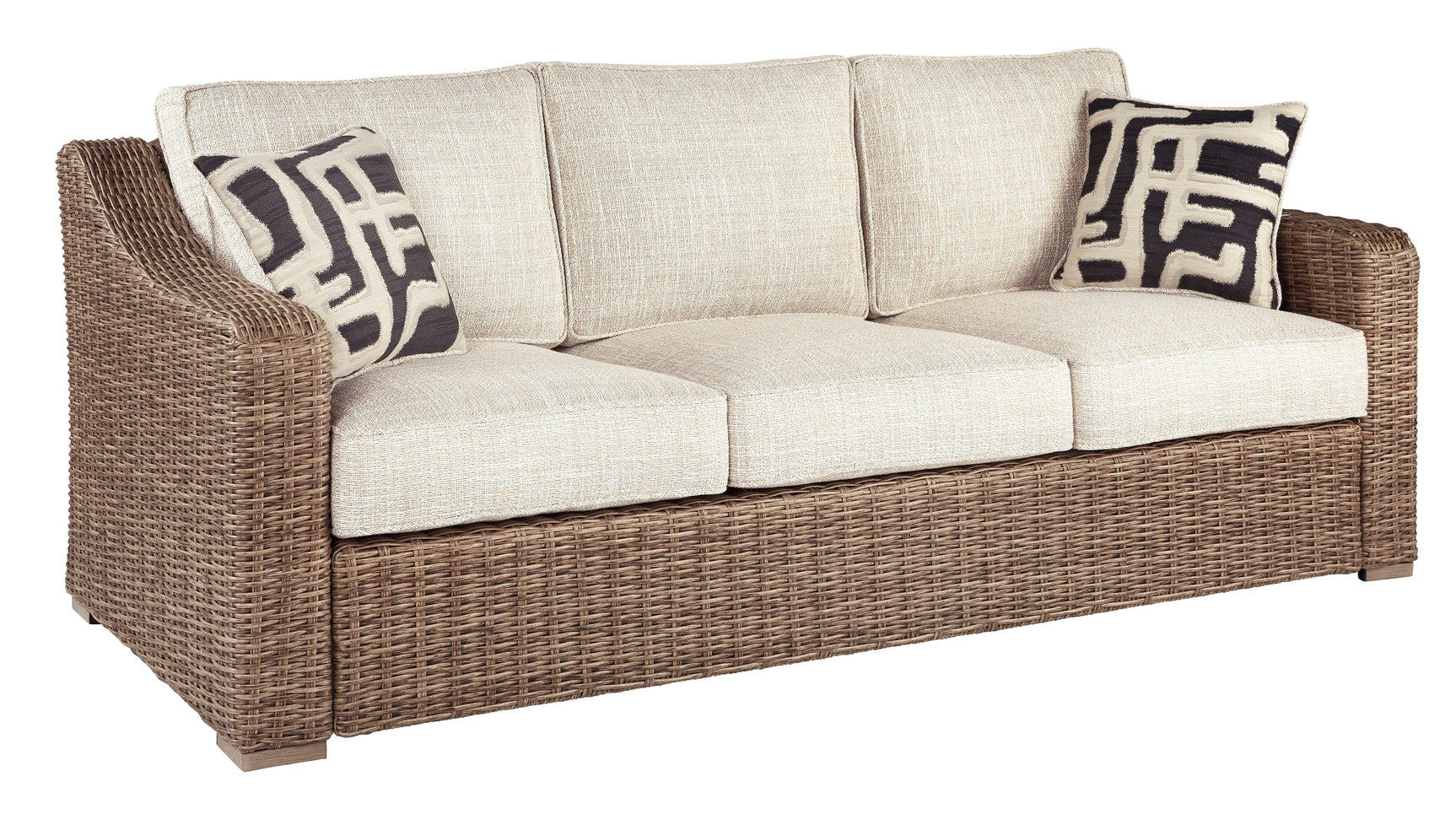 Beachcroft Beige Outdoor Sofa head-on view