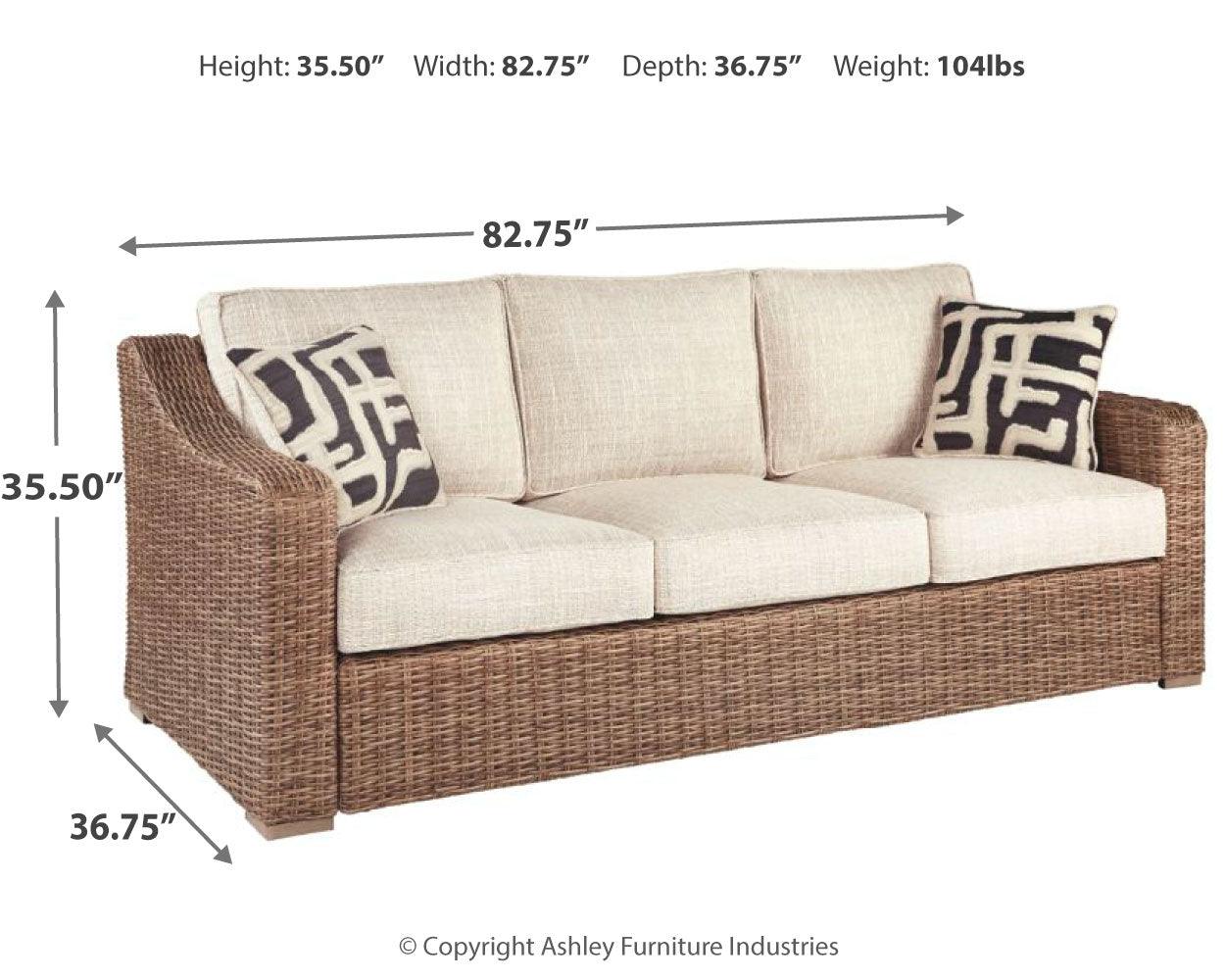 Beachcroft Beige Outdoor Sofa dimension diagram