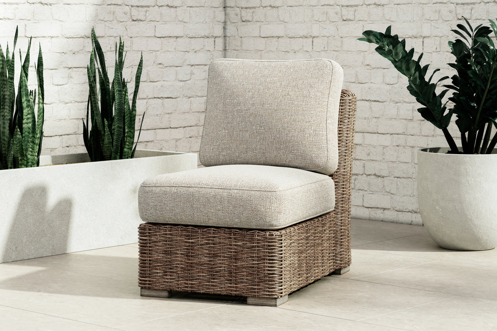 Beachcroft Beige sectional wood finish detail