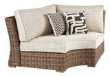 Right-arm loveseat with beige cushions