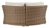 Back view of Beachcroft Beige Curved Corner Outdoor Lounge Chair with Cushion