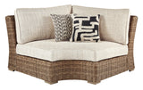 Side view of Beachcroft Beige Curved Corner Outdoor Lounge Chair with Cushion