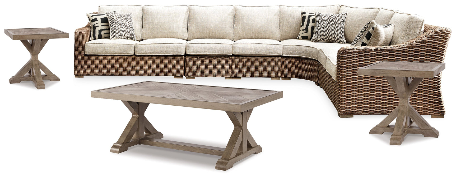 Sectional arrangement showing all five seating pieces