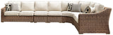 Close-up of Beachcroft outdoor seating with beige cushions
